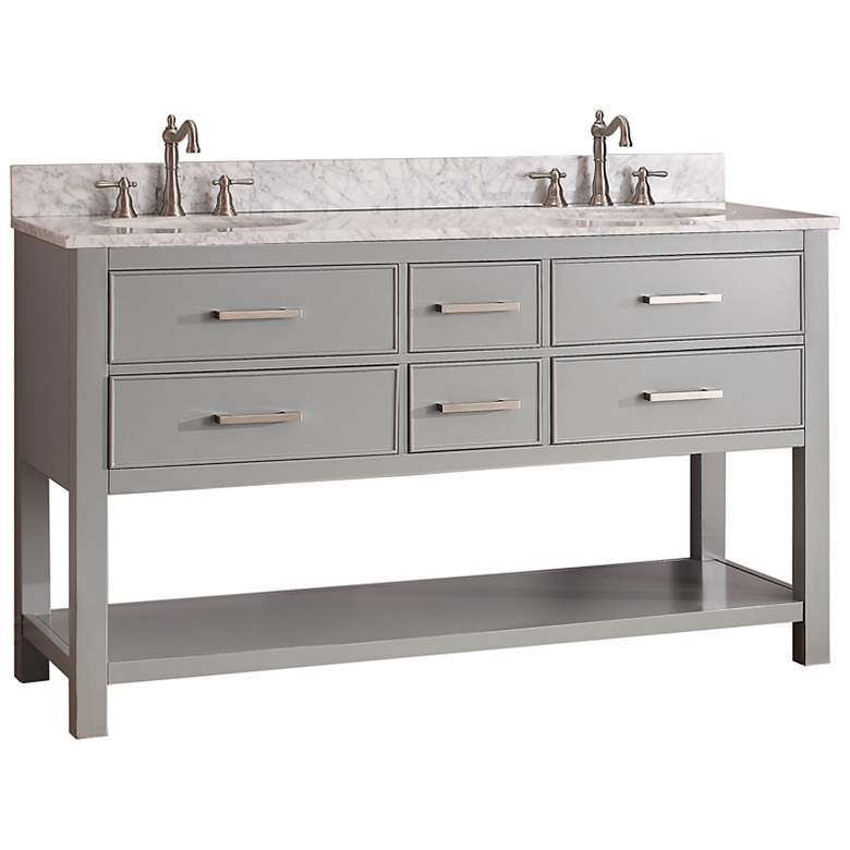 Image 1 Avanity Brooks 60 inch White Top Gray Double Sink Vanity