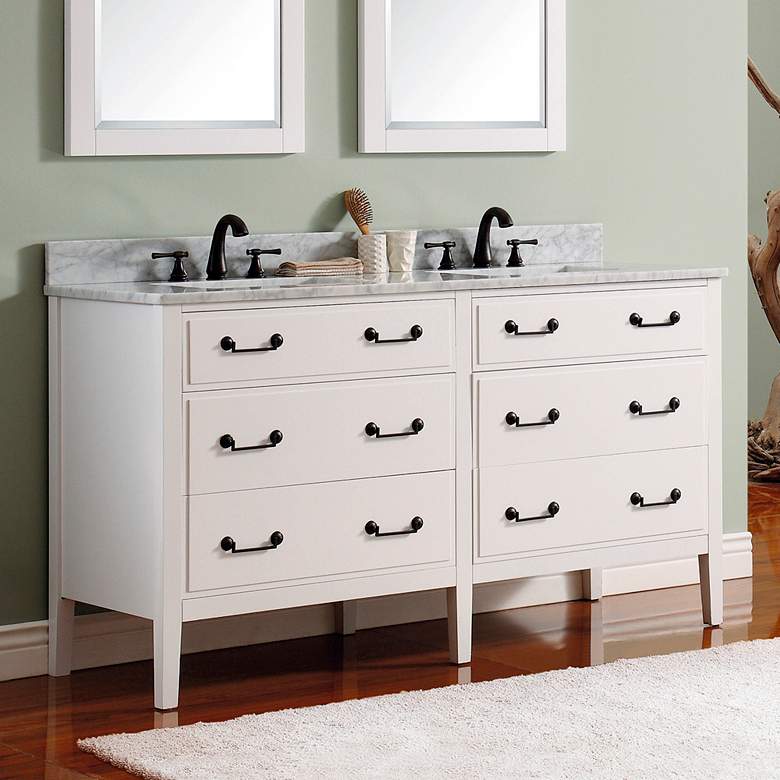 Image 1 Avanity Delano White 61 inch Carrara-Top Double Sink Vanity