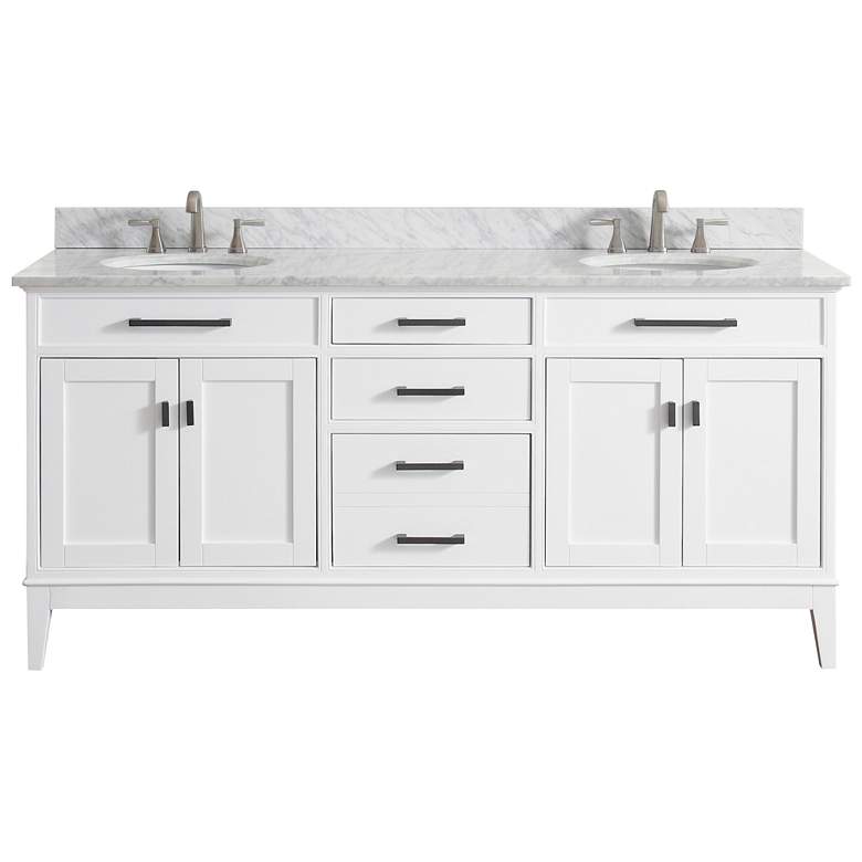 Image 1 Avanity Madison 73 inch Marble-Top White Double Sink Vanity