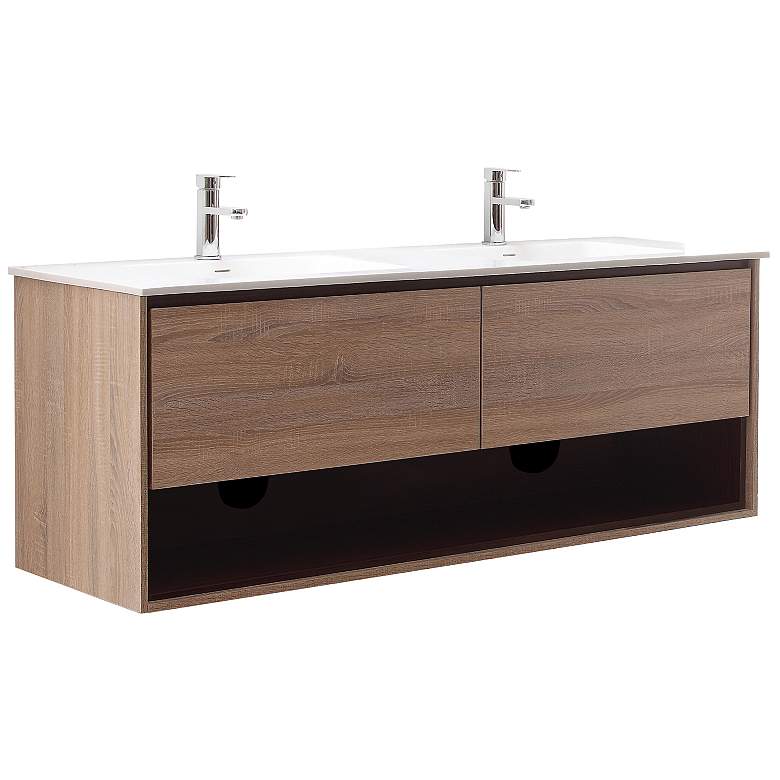 Image 1 Avanity Sonoma 63 inch Restored Khaki Wood Double Sink Vanity