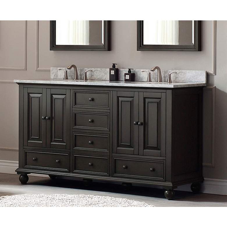Image 1 Avanity Thompson Charcoal 61" Marble Double Sink Vanity