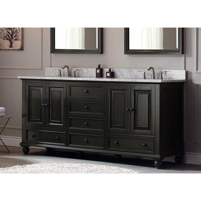 Image 1 Avanity Thompson Charcoal 73" Marble Double Sink Vanity
