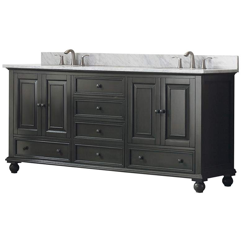 Avanity Thompson Charcoal 73 inch Marble Double Sink Vanity more views