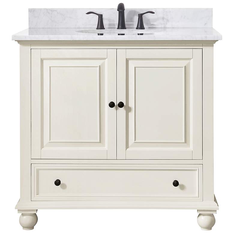Image 2 Avanity Thompson White 37 inch Marble-Top Single Sink Vanity