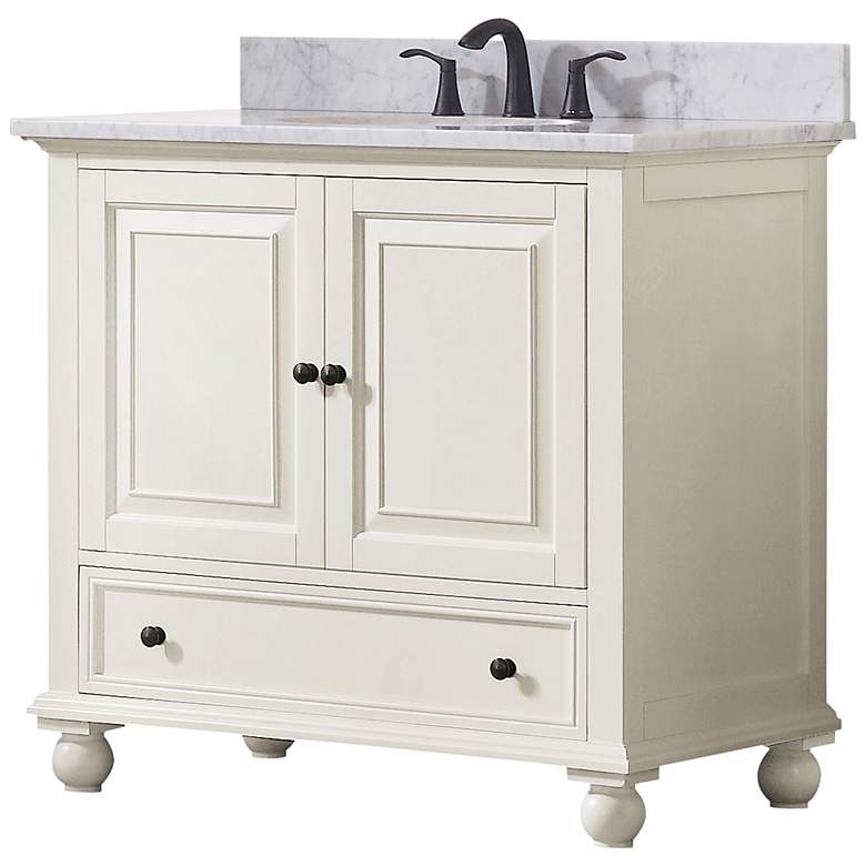 Image 3 Avanity Thompson White 37 inch Marble-Top Single Sink Vanity more views