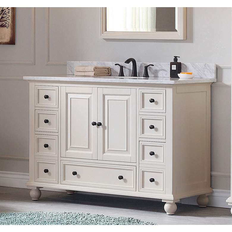 Image 1 Avanity Thompson White 49 inch Marble-Top Single Sink Vanity