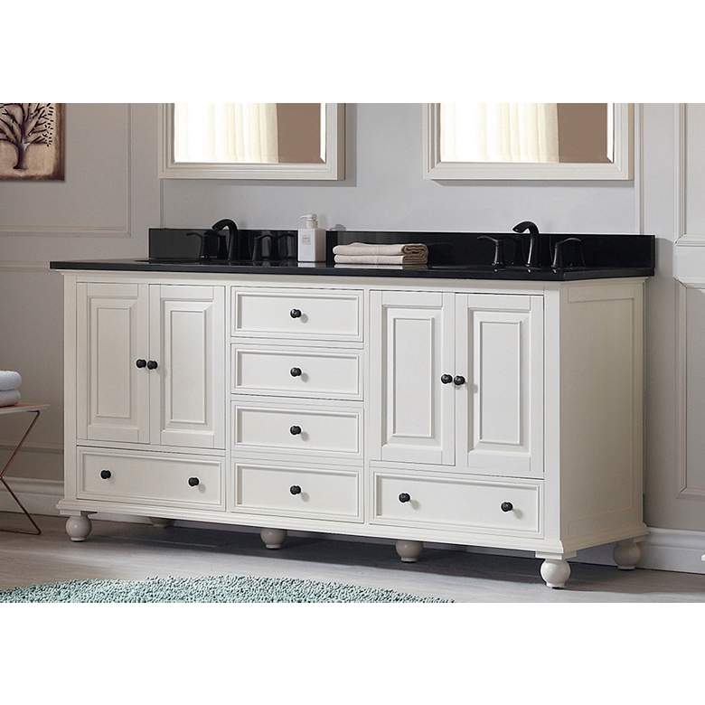 Image 1 Avanity Thompson White 73" Granite-Top Double Sink Vanity