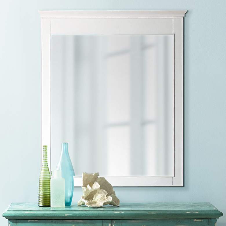 Image 1 Avanity Windsor 34 inch x 38 inch Large White Wall Mirror
