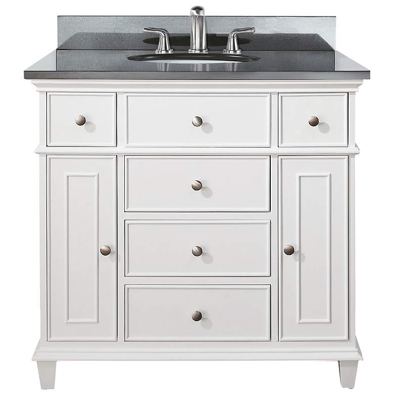 Image 1 Avanity Windsor 36 inch Wide Black Granite White Sink Vanity