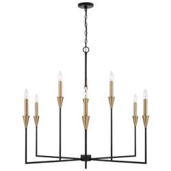 Avant 41 3/4" Wide Aged Brass and Black 9-Light Chandelier