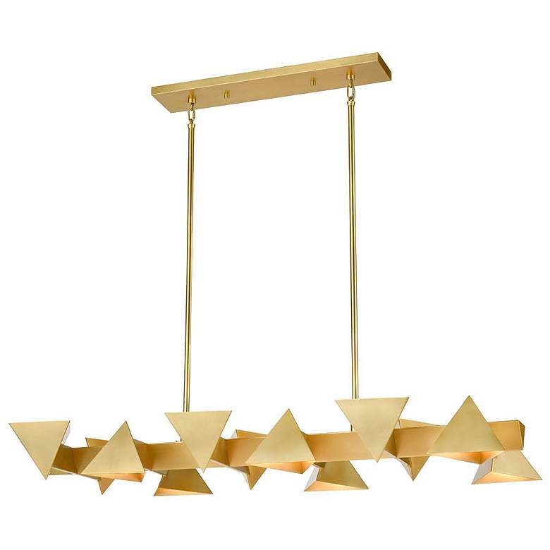 Image 1 Avante 12-Light Geometric Triangular Aged Brass Linear Pendant