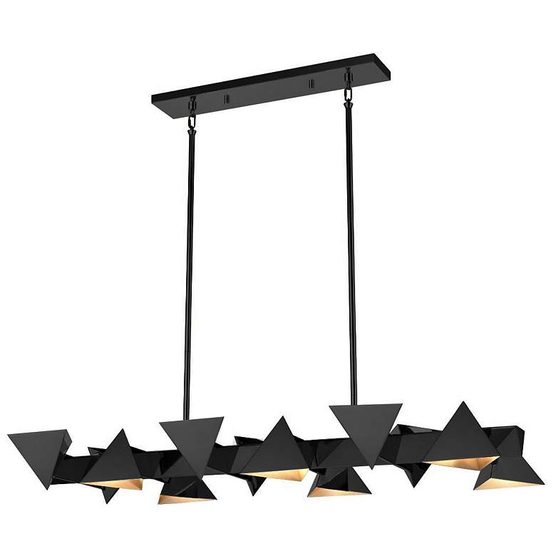 Image 1 Avante 12-Light Geometric Triangular Matte Black Linear Pendant
