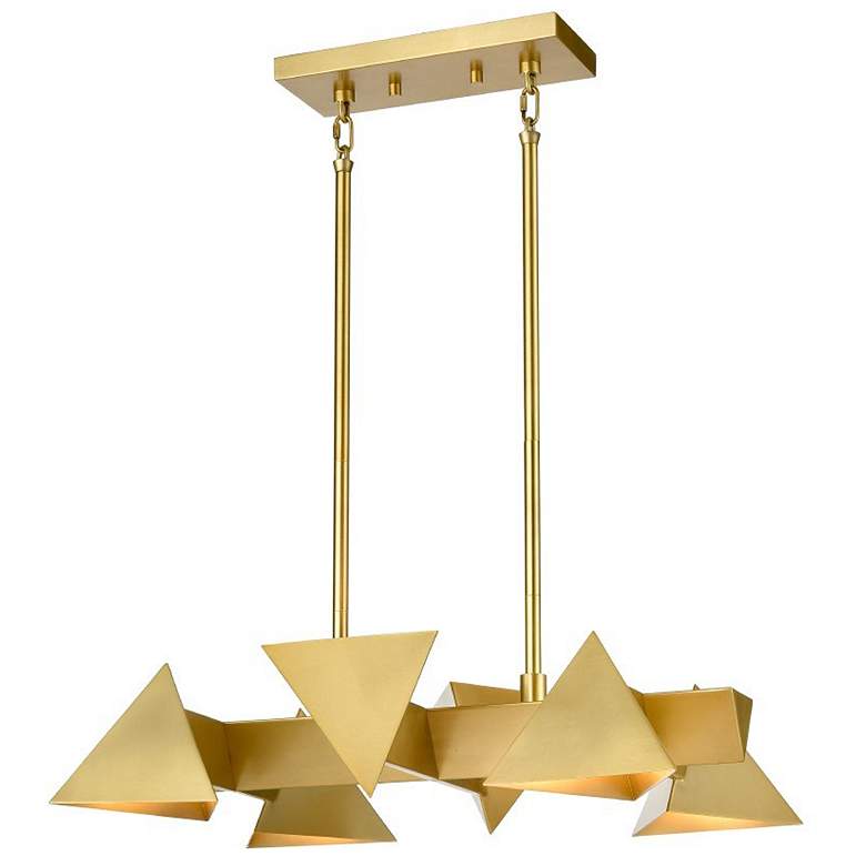Image 1 Avante 6-Light Geometric Triangular Aged Brass Linear Pendant