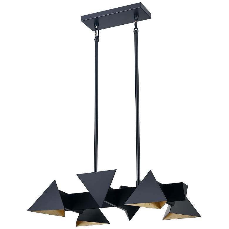 Image 1 Avante 6-Light Geometric Triangular Matte Black Linear Pendant