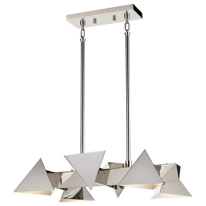 Image 1 Avante 6-Light Geometric Triangular Polished Nickel Linear Pendant