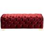 2_Avara 48" Wide Burgundy Fabric Button Tufted Bench Ottoman more views