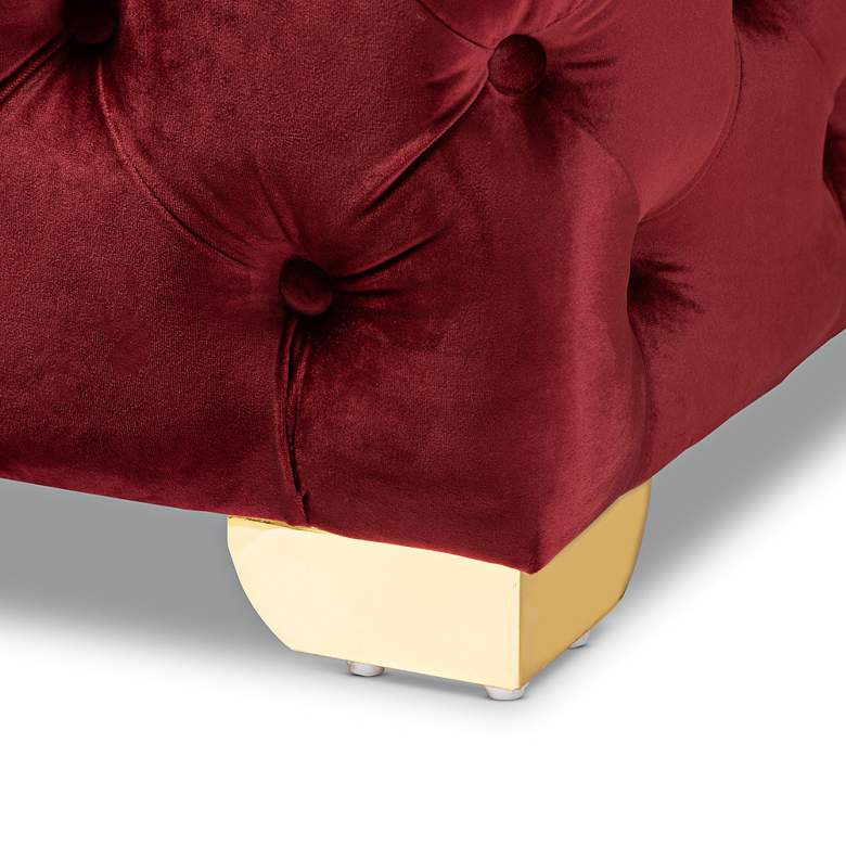 Image 5 Avara 48" Wide Burgundy Fabric Button Tufted Bench Ottoman more views