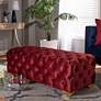 6_Avara 48" Wide Burgundy Fabric Button Tufted Bench Ottoman more views