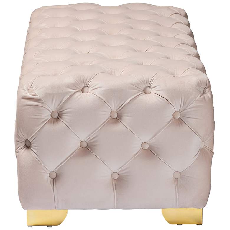 Image 3 Avara 48" Wide Light Beige Fabric Tufted Bench Ottoman more views