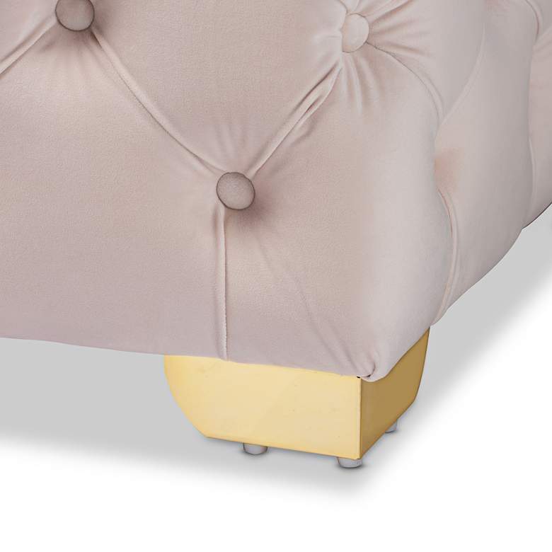 Image 5 Avara 48" Wide Light Beige Fabric Tufted Bench Ottoman more views