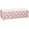 Avara 48" Wide Light Pink Fabric Button Tufted Bench Ottoman
