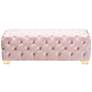 2_Avara 48" Wide Light Pink Fabric Button Tufted Bench Ottoman more views