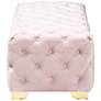 3_Avara 48" Wide Light Pink Fabric Button Tufted Bench Ottoman more views