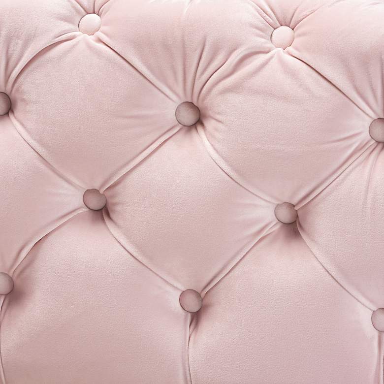 Image 4 Avara 48" Wide Light Pink Fabric Button Tufted Bench Ottoman more views