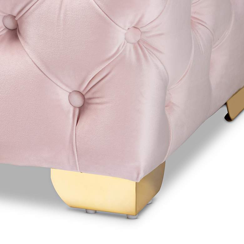 Image 5 Avara 48" Wide Light Pink Fabric Button Tufted Bench Ottoman more views