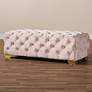 7_Avara 48" Wide Light Pink Fabric Button Tufted Bench Ottoman more views