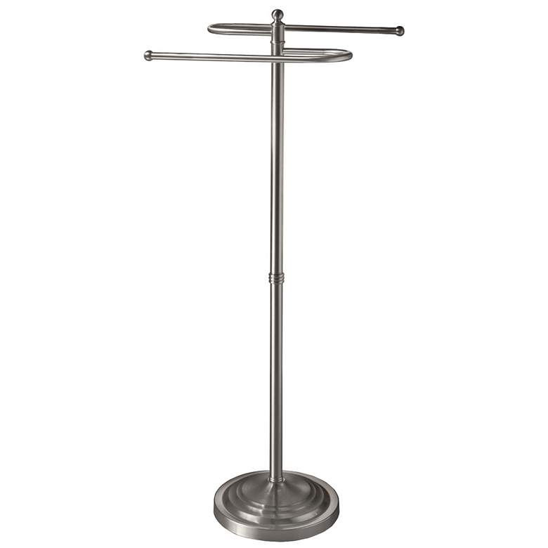 Image 1 Ave Satin Nickel 38 inchH Floor-Standing S-Style Towel Holder