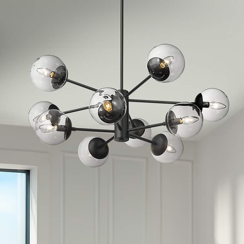 Image 1 Avell 36" Wide Matte Black 10-Light Chandelier