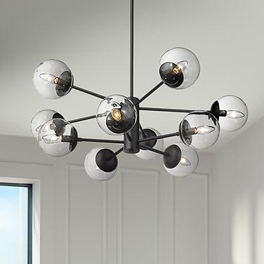 Avell 36" Wide Matte Black 10-Light Chandelier