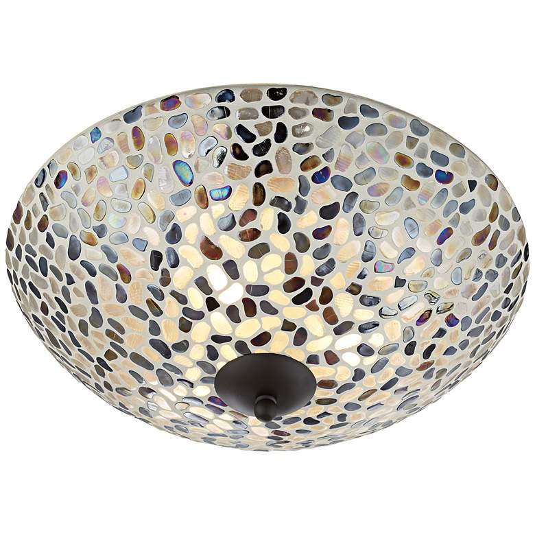 Image 1 Avenal 18 inch Wide Multi-Color Pebble Mosaic Ceiling Light