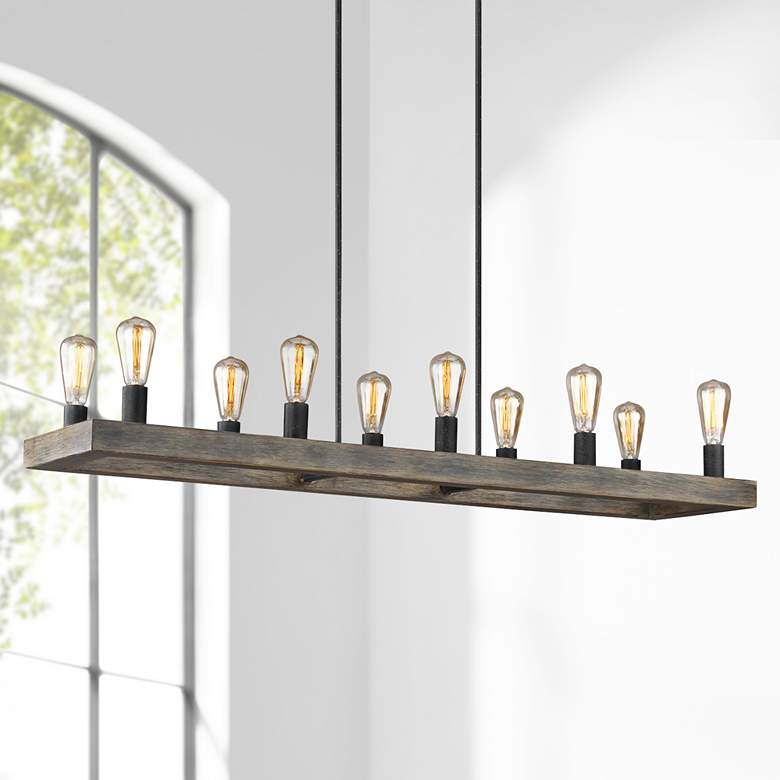 Image 1 Avenir 50 inchW Weathered Wood Kitchen Island Light Chandelier