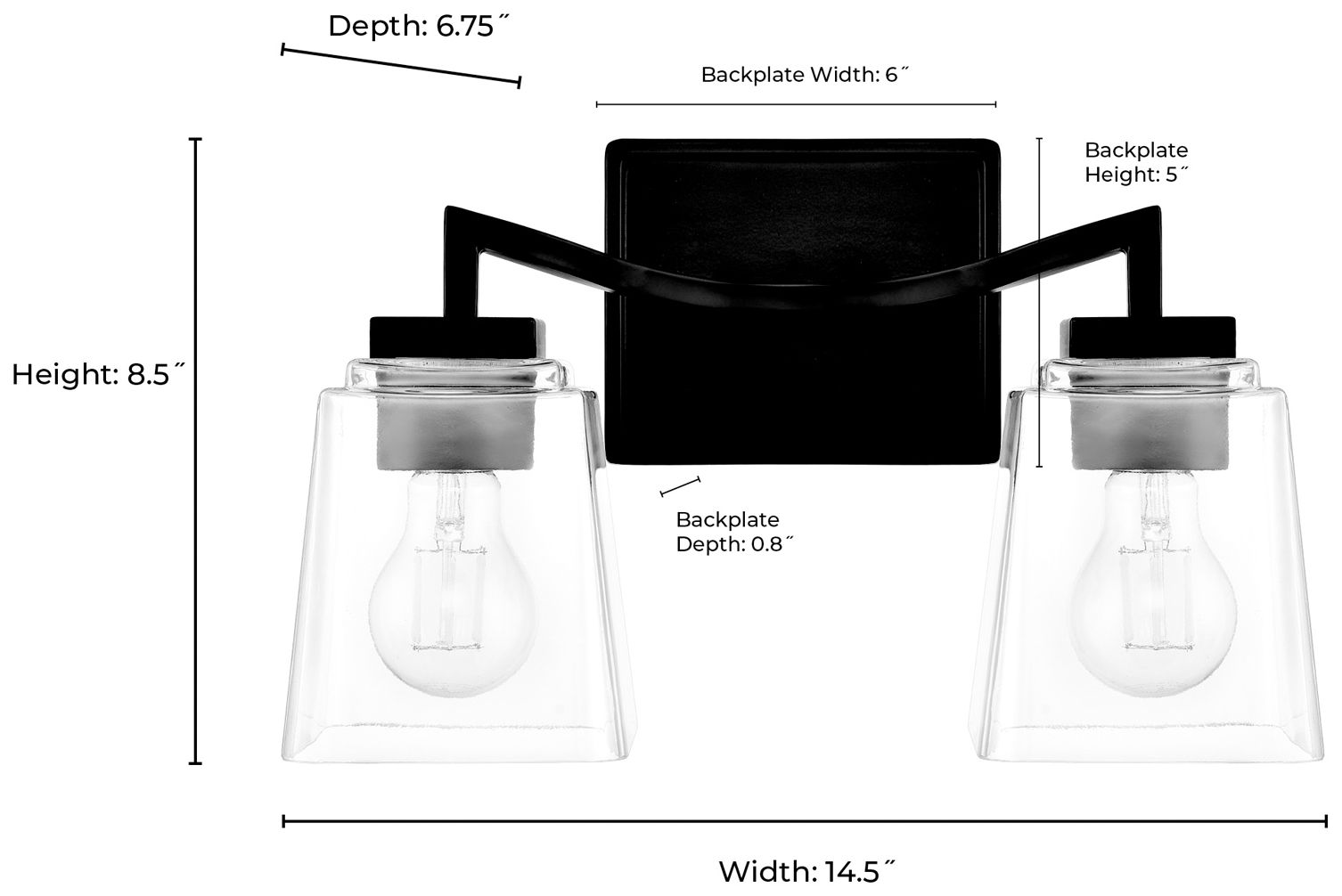 Avenna 14.5" Wide 2-Light Vanity in Matte Black