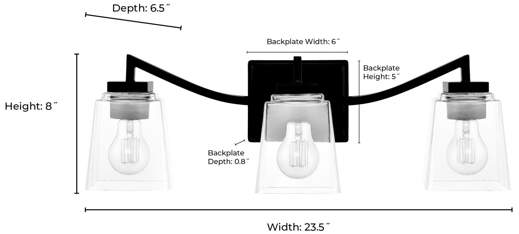 Avenna 23.5" Wide 3-Light Vanity in Matte Black