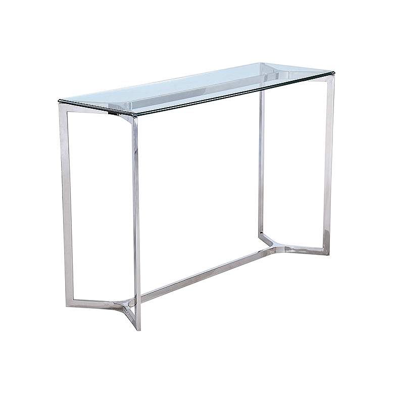 Image 1 Aventura Clear Glass Top and Stainless Steel Console Table