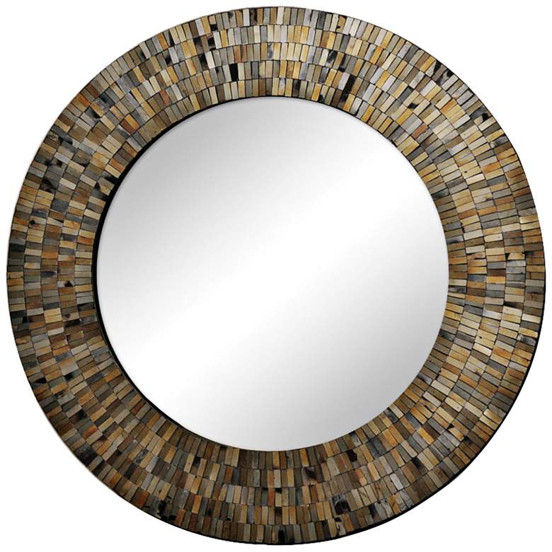 Image 1 Aventurine Mosaic 24 inch Round Wall Mirror