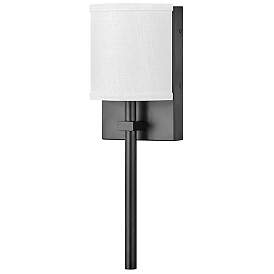 Image1 of Avenue 8 1/2" High Black with Fabric Shade Wall Sconce