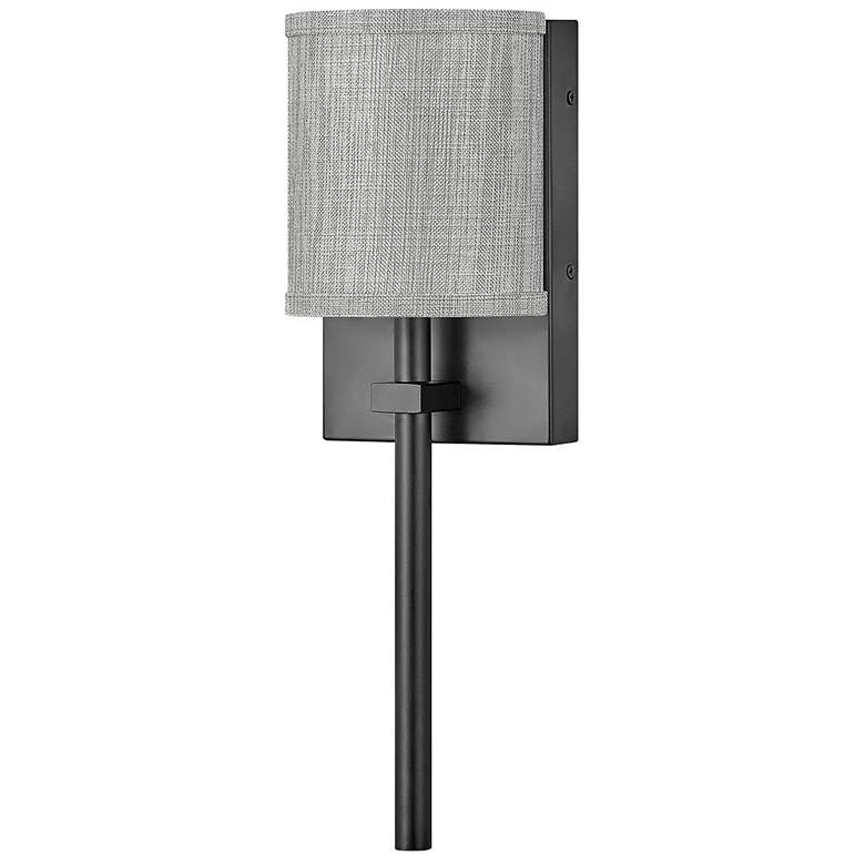 Image 1 Avenue 8 1/2 inch High Black with Gray Shade Wall Sconce