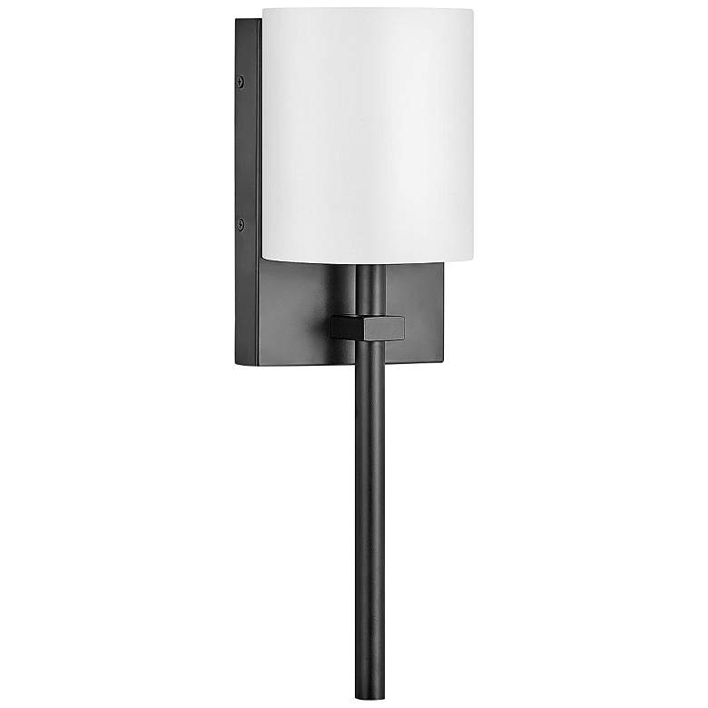 Image 1 Avenue 8 1/2" High Black with White Shade Wall Sconce