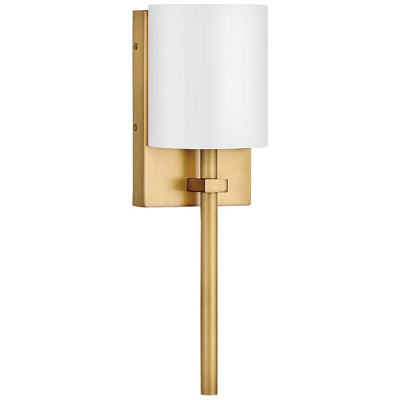 Image 1 Avenue 8 1/2 inch High Brass with White Shade Wall Sconce