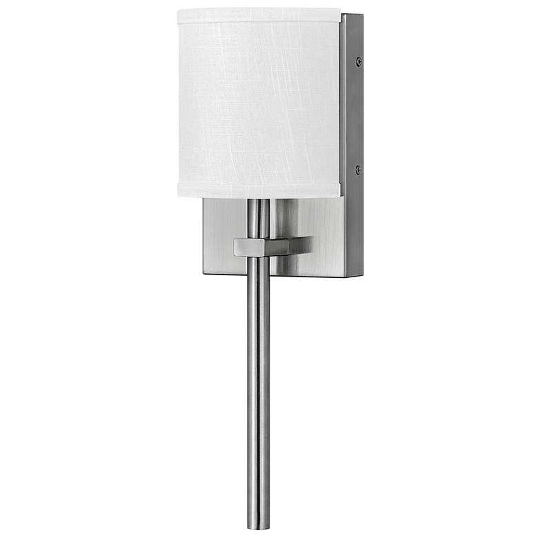 Image 1 Avenue 8 1/2" High Nickel with Fabric Shade Wall Sconce