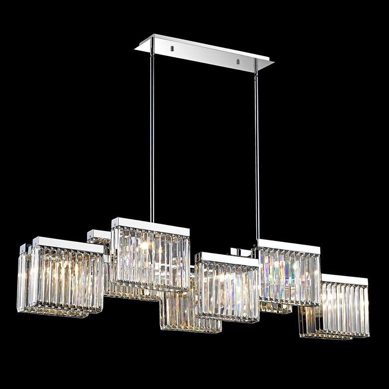 Image 1 Avenue Broadway 57 inchW Nickel Kitchen Island Light Chandelier