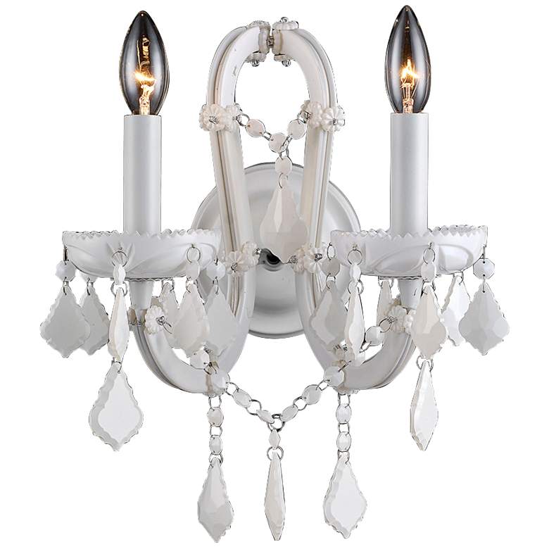 Image 1 Avenue Casa Blanca Way 15" High White Crystal Wall Sconce