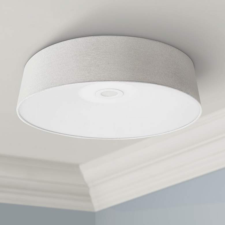 Image 1 Avenue Cermack St. 16" Wide Ivory Linen LED Ceiling Light