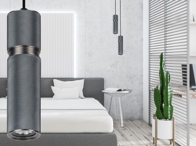 Image 2 Avenue Cicada 3" Wide Knurled Dark Gray LED Mini Pendant more views