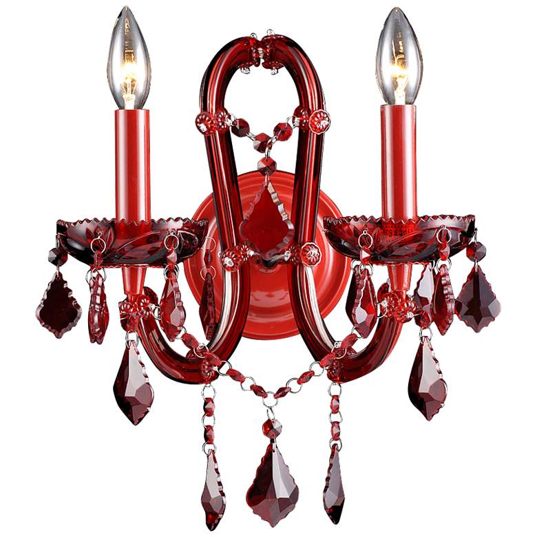 Image 1 Avenue Crimson Blvd. 15 inch High Red Crystal Wall Sconce