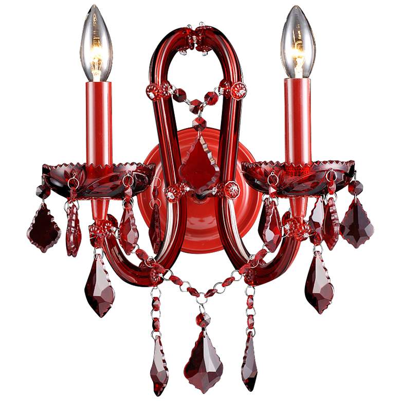 Image 1 Avenue Crimson Blvd. 15" High Red Crystal Wall Sconce